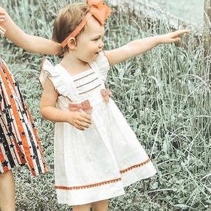 Bonnie Jean Eyelet Dress White/Red Sizes Size 6